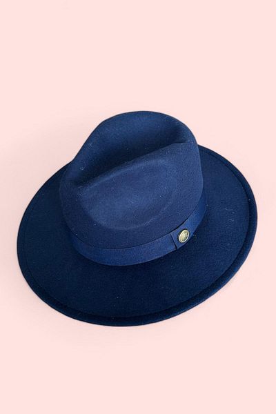 BAHELS Navy Blue Εισαγόμενο καπέλο Panama - Hard Cowboy, Ρυθμιζόμενο Trilby