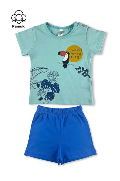 difa kids Baby Boy Summer Set - Parrot Printed, Bottom and Top Set