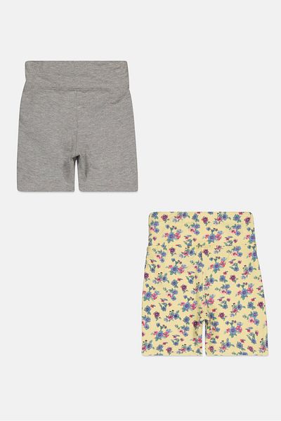 Madden Girl Toddlers Girl 2 Pieces Floral Print And Heather Biker Short, Yellow
