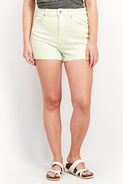 Don't Call Me Jennyfer Women Mom Fit Plain Denim Shorts, Light Green