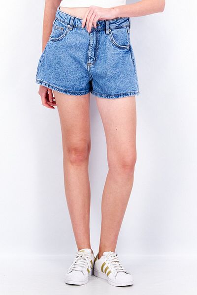 Cropp Women Washed Denim Shorts, Blue