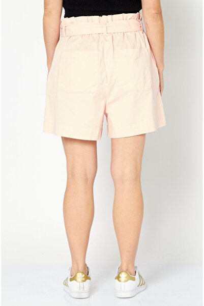 NA-KD Women High Rise Solid Belted Shorts, Pink