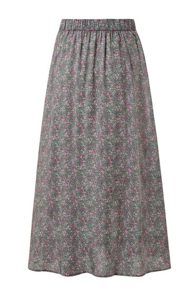 Tchibo Women Floral Print Casual Midi Skirt, Green