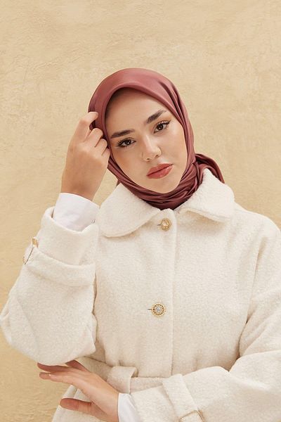 Silk Home Απλό γυαλιστερό κασκόλ Dusty Rose