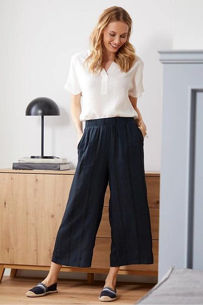 Tchibo Women Plain Pull On Pants, Navy Blue