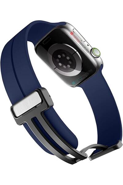 AktarMobile Apple Watch 10 46 mm uyumlu Silikon Kordon Magnetik D Tokalı Spor...
