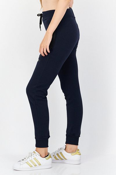 Geographical Norway Women Drawstring Brand Logo Jogger Pants, Navy Blue