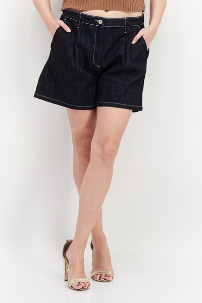 Aigle Women Washed Denim Short, Navy Blue