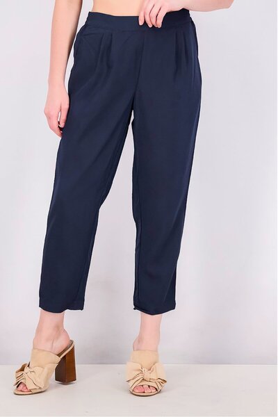 Tchibo Women Regular Fit Plain Pull On Chino Pants, Navy