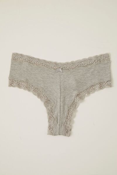 Hays Dantel Detayli Pamuklu Külot-GRİ