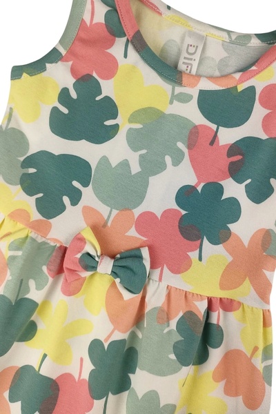 difa kids Leaf Printed Patterned Bow Stylish and Comfortable Summer Girl's Dress