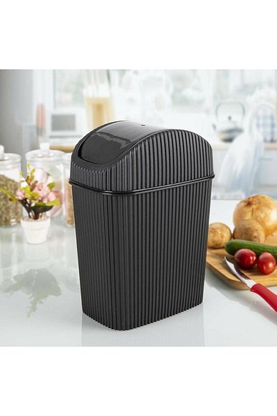 OZCMAX New Estevia Clez Mini Trash Can with Swivel Lid 2.5 Lt - Black Company