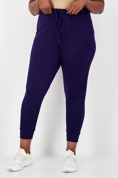 Anne Klein Women Plus Size High Rise Ankle Jogger Pants, Navy Blue
