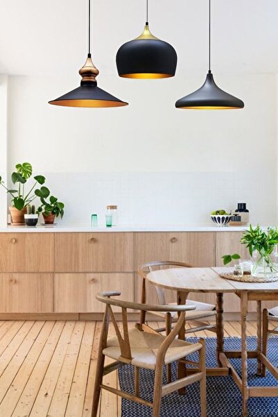 Bamyum Üçlü Solito Siyah Sarkıt Lamba Yemek Masası Oturma Mutfak Salon Otel S...