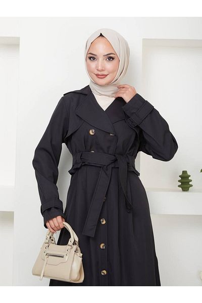 MY QILAM Set de trenci și fuste pentru femei, din bumbac, cu guler dublu, impermeabil - 10nmr648