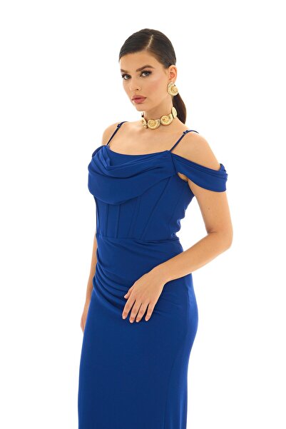 Carmen Saks Askılı Uzun Şifon Abiye Elbise