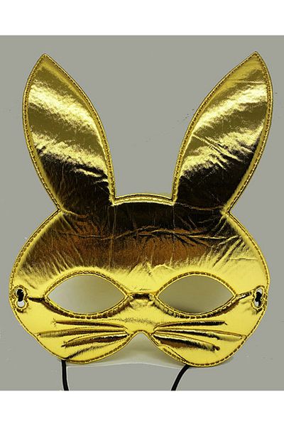 nuit dose Gold Color Fabric Material Fabrication Rabbit Mask 25X17 cm