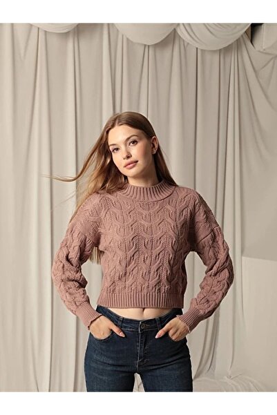 Bracha Πλεκτό πουλόβερ μεσαίου μήκους με μισό ζιβάγκο με μοτίβο ζακάρ