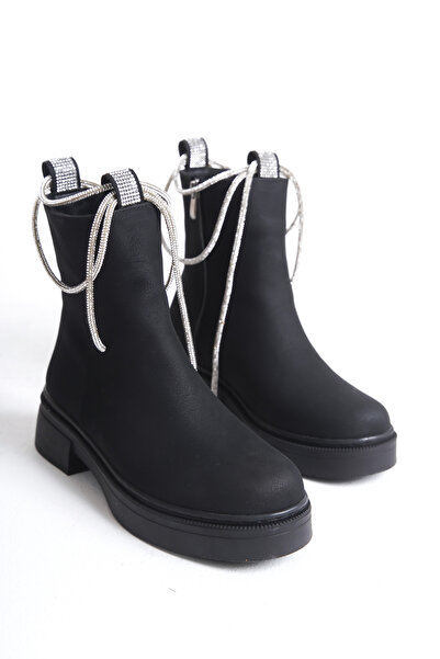 SH SİLVER MODA Kadın bot günlük taşlı şık ve rahat kaymaz taban dikişli