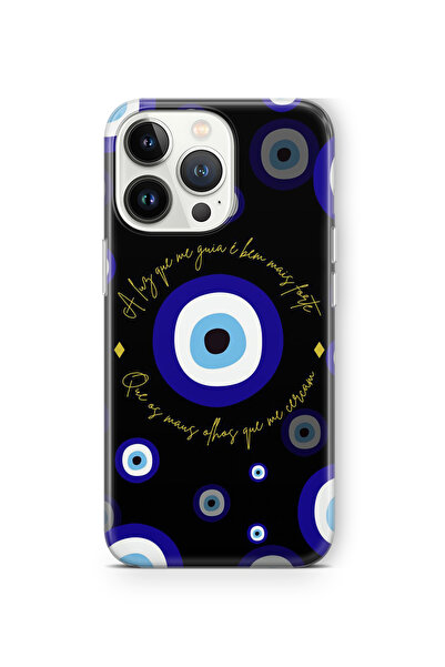 Space Star iPhone 14 Pro Max Uyumlu Nazar Boncuğu Tasarım Baskılı Şeffaf Kılıf