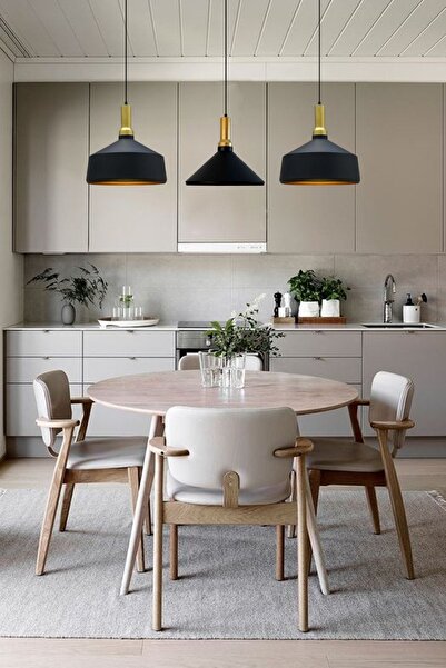 Bamyum Üçlü Siyah Adfabilis Sarkıt Lamba Yemek Masası Oturma Odası Mutfak Salon Otel Showroom Kafe