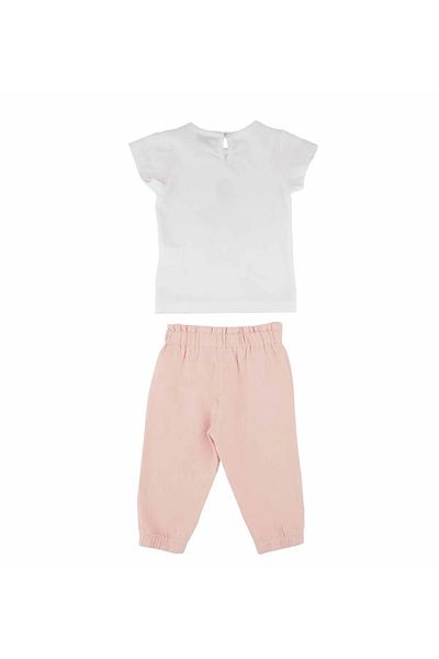 best kids Baby Girl Ecru-Powder Bow Trousers Set