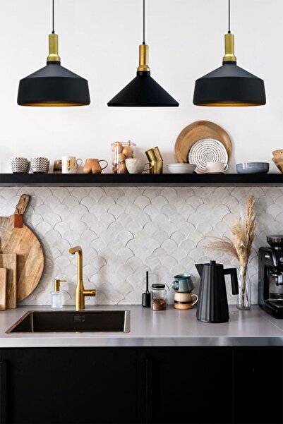 Bamyum Üçlü Siyah Adfabilis Sarkıt Lamba Yemek Masası Oturma Odası Mutfak Salon Otel Showroom Kafe