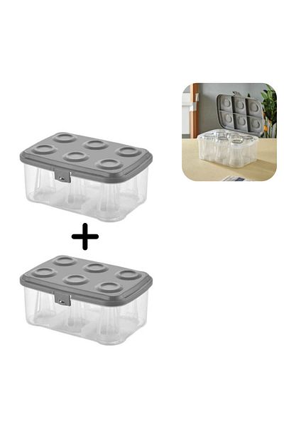 Piev Urve Practical 6-Compartment Tea Cup Carrying Apparatus Container Set of 2