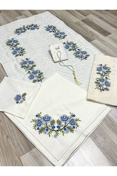 AYHANHOME Set de covoare de rugăciune de mireasă din 6 piese cu cutie - Set de covoare de rugăciune pentru mire brodat pentru zestre și pachete