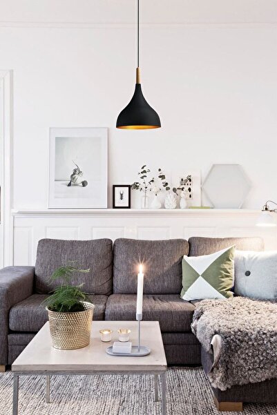 Bamyum Uzun Siyah Tekli Sarkıt Ahşap Başlık Avize Salon Mutfak Cafe Restoran Lamba Çocuk Oda Avize