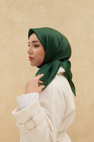 Silk Home Σμαραγδένιο Χρώμα Απλό Γυαλιστερό Κασκόλ