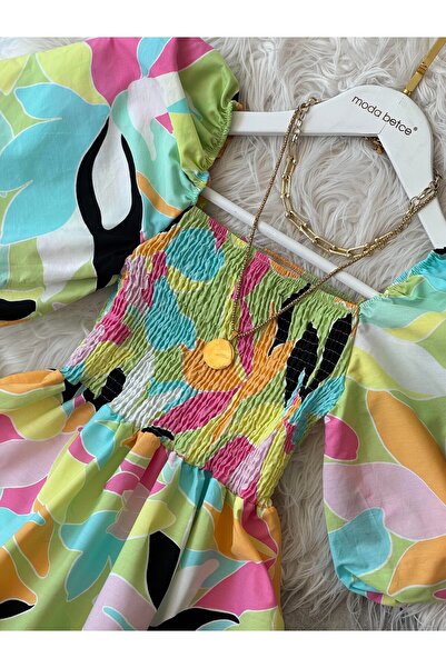 modabetce Balloon Sleeve Gimped Princess Dress