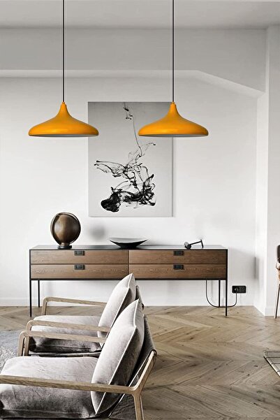 Bamyum Champion Koyu Sarı Metal Avize Tekli Sarkıt Salon Mutfak Hol Otel Ofis Cafe Butik Lamba Aydınlatma