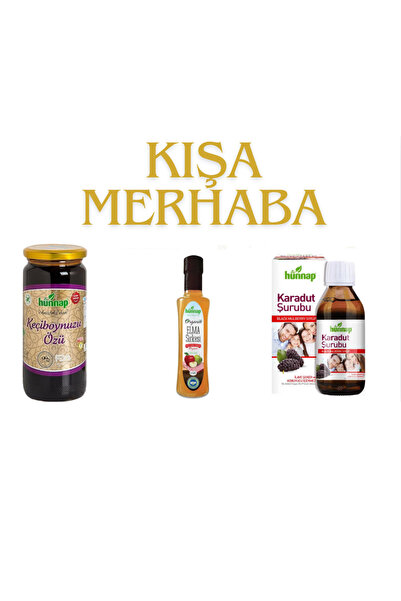Hünnap KEÇİBOYNUZU ÖZÜ 640 GR (1ADET)+ELMA SİRKESİ (1ADET)+KARADUT ŞURUBU(1ADET)