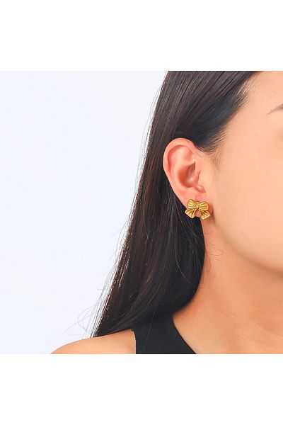 Atelier Çağla Steel Ethnic Bow Ribbon Earrings