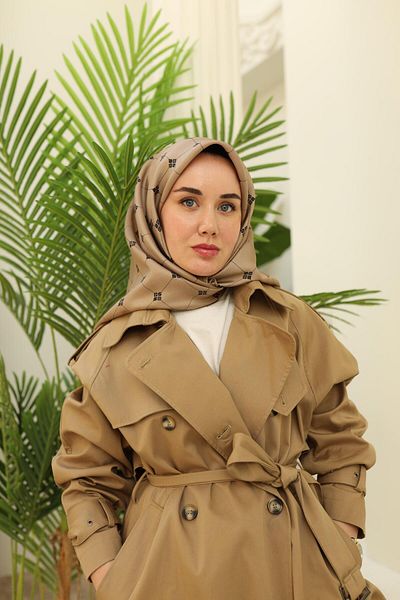 Silk Home Eșarfă din mătase din twill - 11392-16 Mink Black