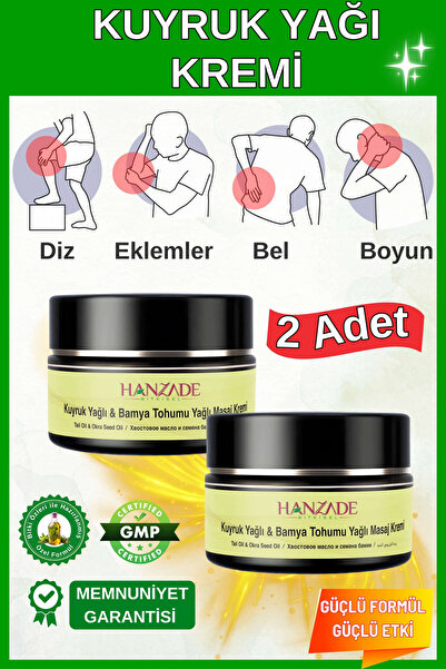 Hanzade Bitkisel Kuyruk Yağı & Bamya Tohumu Yağlı Ağrı Masaj Kremi Kas Eklem 100 ml X 2 Adet Krem