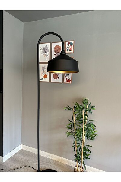 Bamyum Siyah Lambader Modern Dekoratif Metal Oturma Odası Çalışma Odası Zemin Lambası