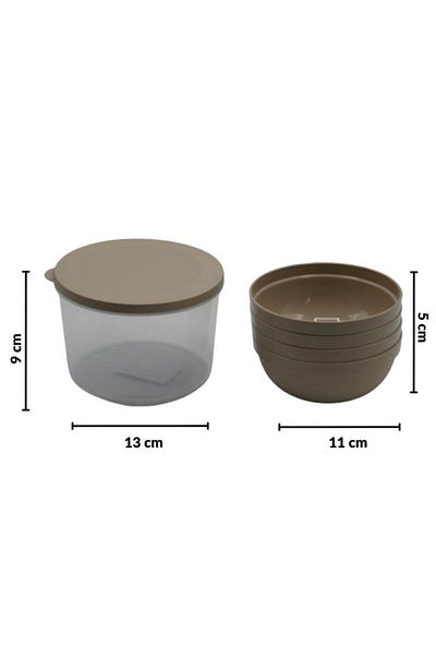 Piev Measured Storage Container Bowl Set 5 Pieces Cappuccino