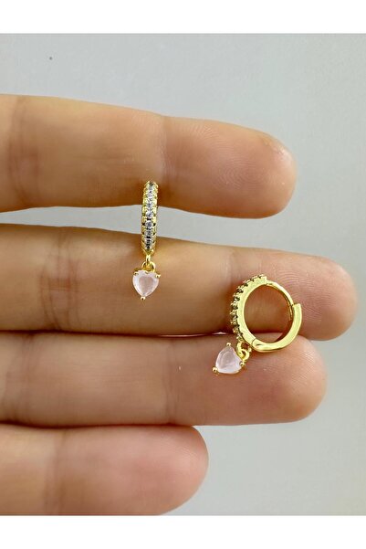 Arescollection ZİRKON TAŞLI PEMBE KALP SALLANTILI 1 ADET HELİX KIKIRDAK LOBE ...