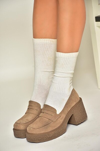 Fox Shoes T 996152002 Norkové semišové dámské boty na silném podpatku