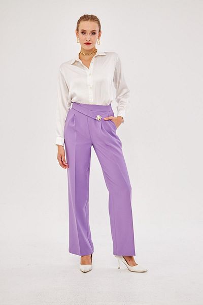 LOVELF Lilac Square Buttoned Wide Leg Trousers