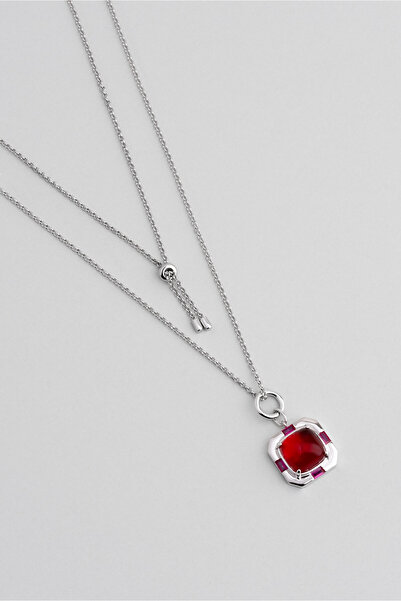 So CHIC... Doğadaki Renkler 18 Ayar Beyaz Altın Kaplama Ayarlanabilir Gümüş Kolye