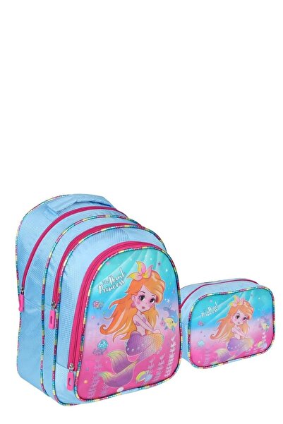 SYG Rucsac școlar cu 3 compartimente, cu figurine de sirenă, pentru fete - 13...