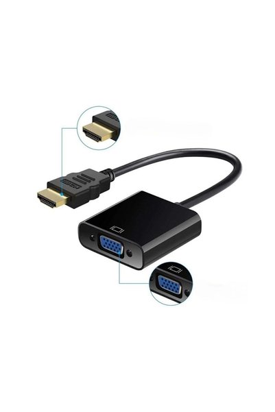 Unichrome جهاز عرض الكمبيوتر المحمول المتوافق مع كابل HDMI إلى VGA باللون الأسود