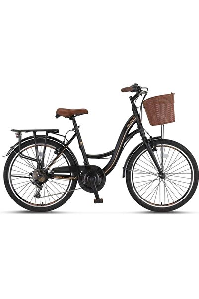 Ümit ÜMİT 2810 ALANYA SEPETLİ KADIN ŞEHİR BİSİKLETİ 28 JANT 21 VİTES SİYAH GOLD