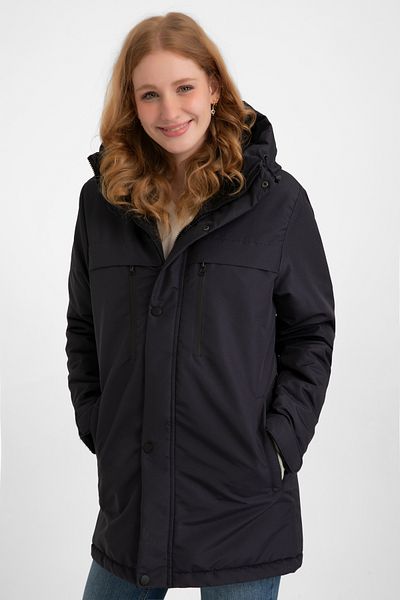 Montup Navy Blue Women's Winter Jacket - Fleece, Fur, Water and Windproof, Hooded