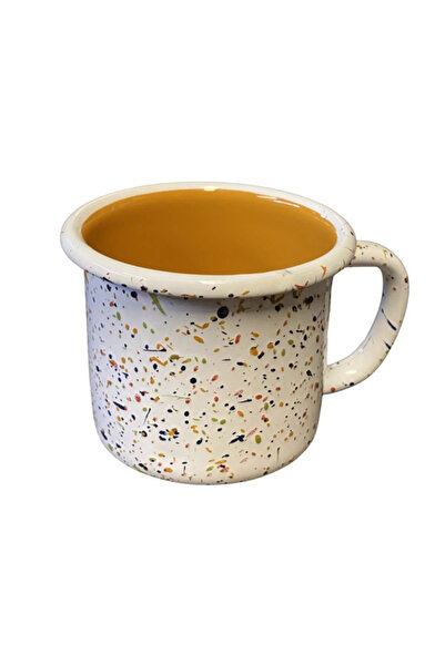 Bidoluraf كوب مطلي بالمينا بنمط سبلاش 350 مل أصفر (كوب شوربة)