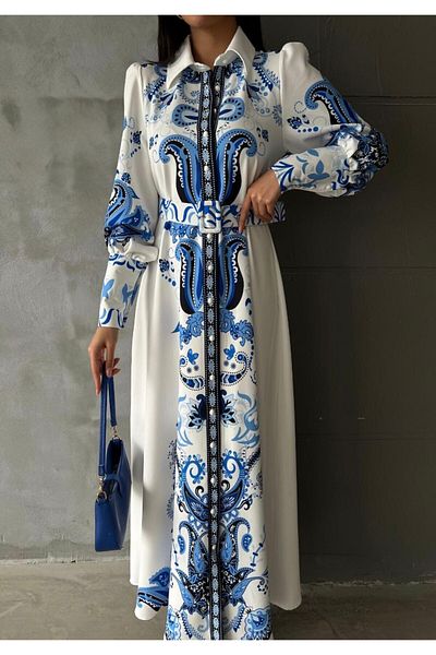 WellWay Rochie Atlas Fabric (CUREA ESTE INCLUSĂ)-albastru-4248 Nhn119