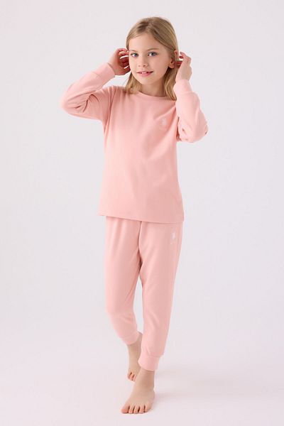 U.S. Polo Assn. Girl's Pink Long Sleeve Pajama Set